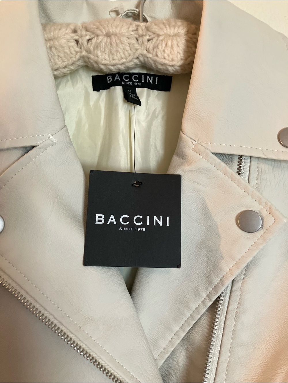 Baccini Women's Light Cream Moto Jacket